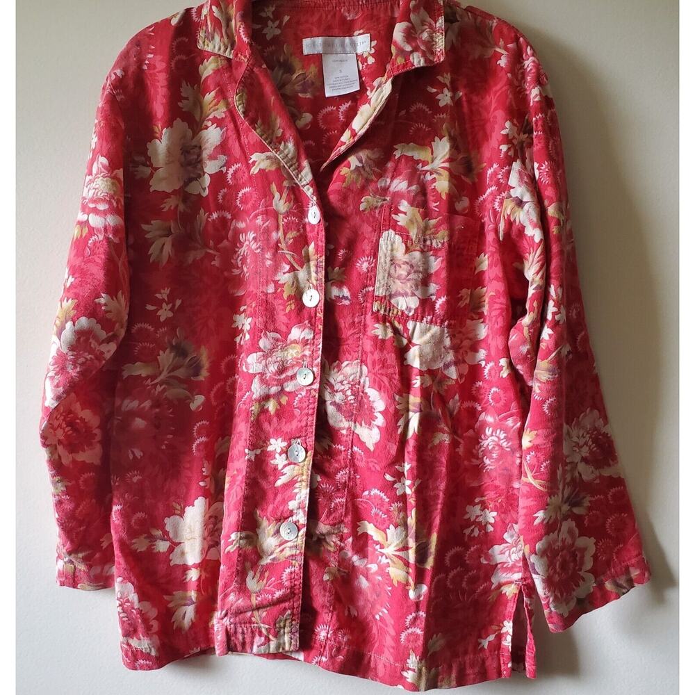 Crabtree & Evelyn Womens Romantic Floral Blouse Size Small Cottage Core Feminine